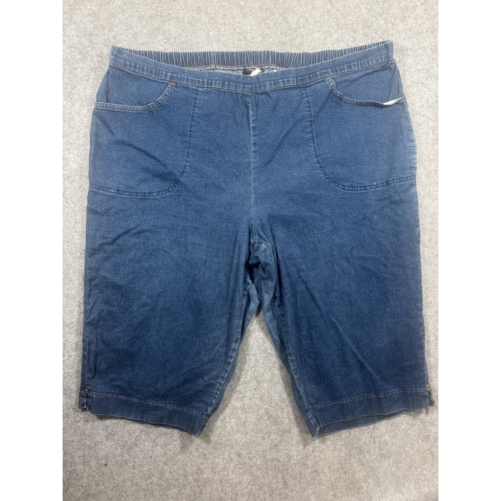 Just My Size Classic Capri Pants 4X 26W/28W Blue Stretch Denim